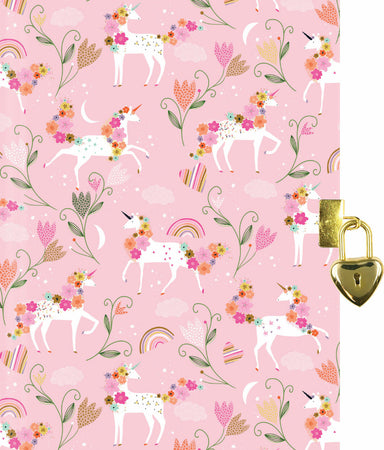 Unicorn Blooms Locking Journal (Diary with lock)