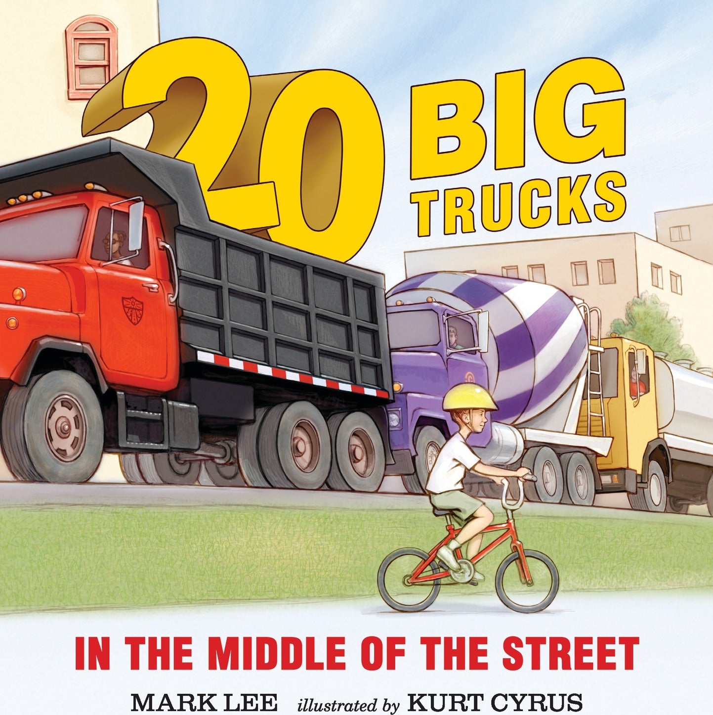 Twenty Big Trucks in the Middle of the Street