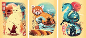 Cat Warrior, Red Panda & Dragon 3x100pc Mini Puzzles
