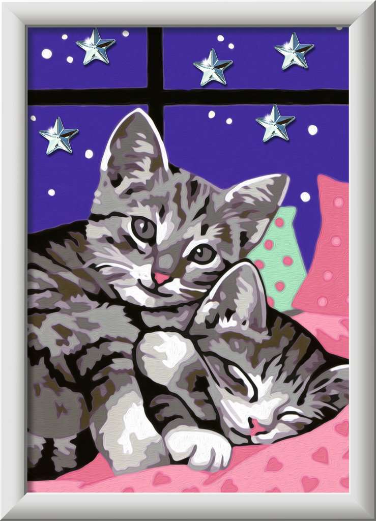 CreArt: Sleepy Kitties w/Gems 5x7