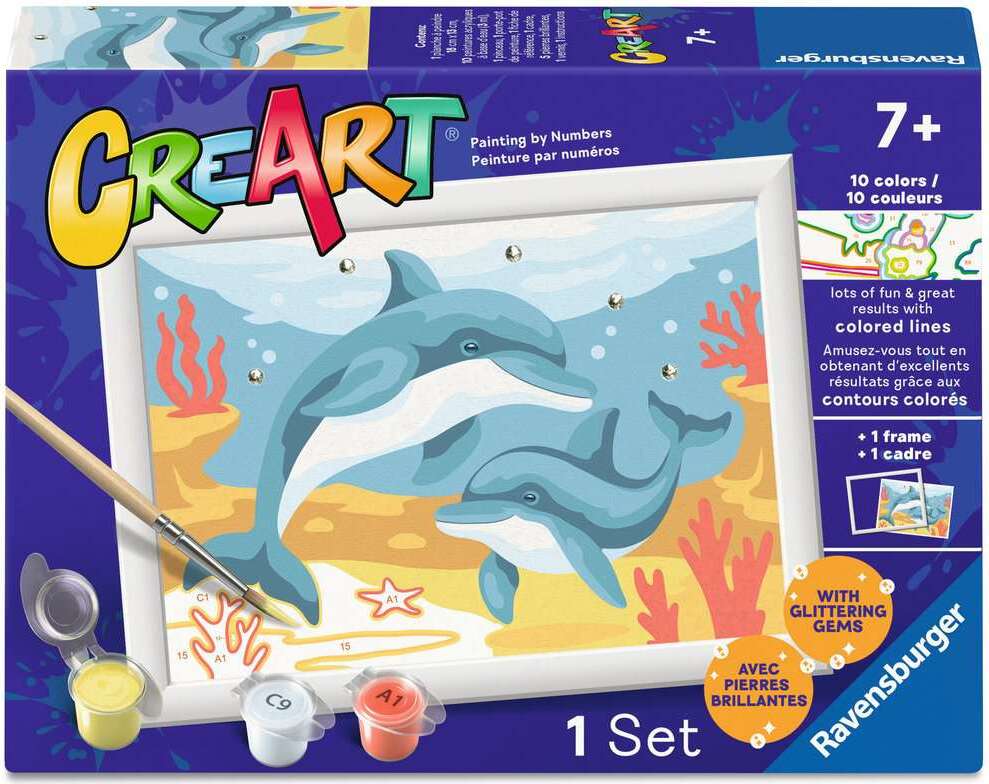 CreArt: Springing Dolphin w/Gems 5x7