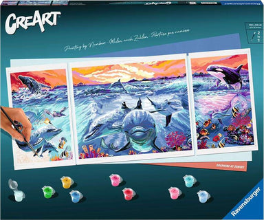 CreArt - Dolphins at Sunset - Paint by numbers for kids 14 years up