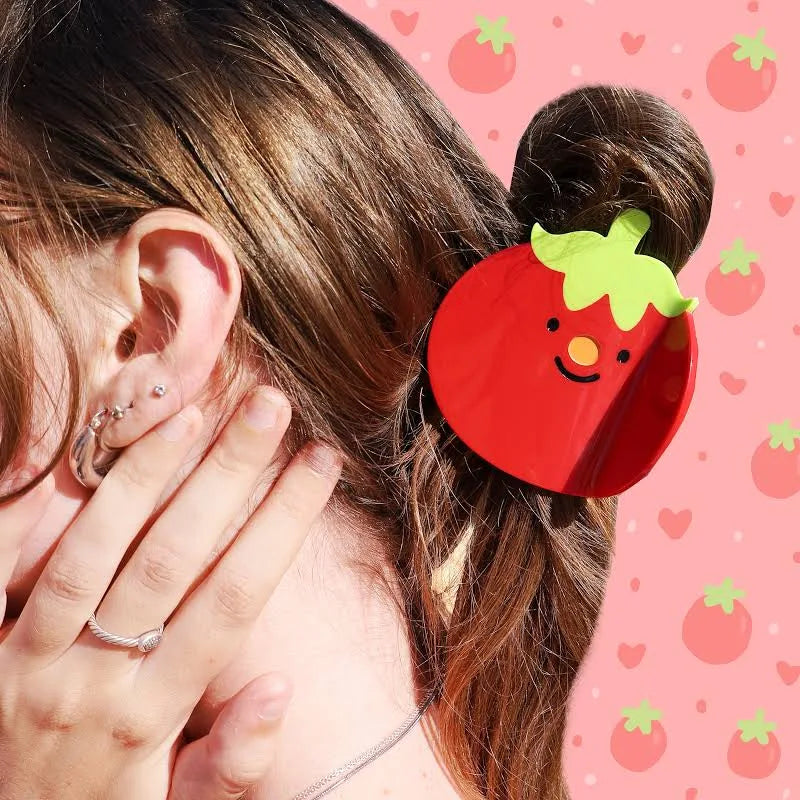Smiling Tomato Claw, Clip, Fruit, Accessory, Cute, Hair Claw - Acetate