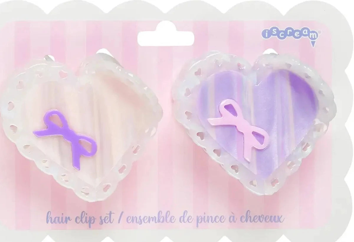 Heart Bow Hair Clips Set