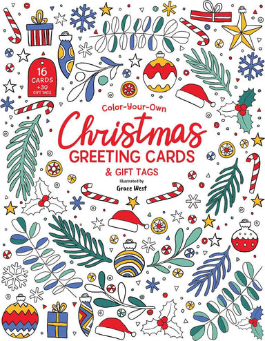 Color-Your-Own Christmas Greeting Cards: 16 Cards and 30 Gift Tags