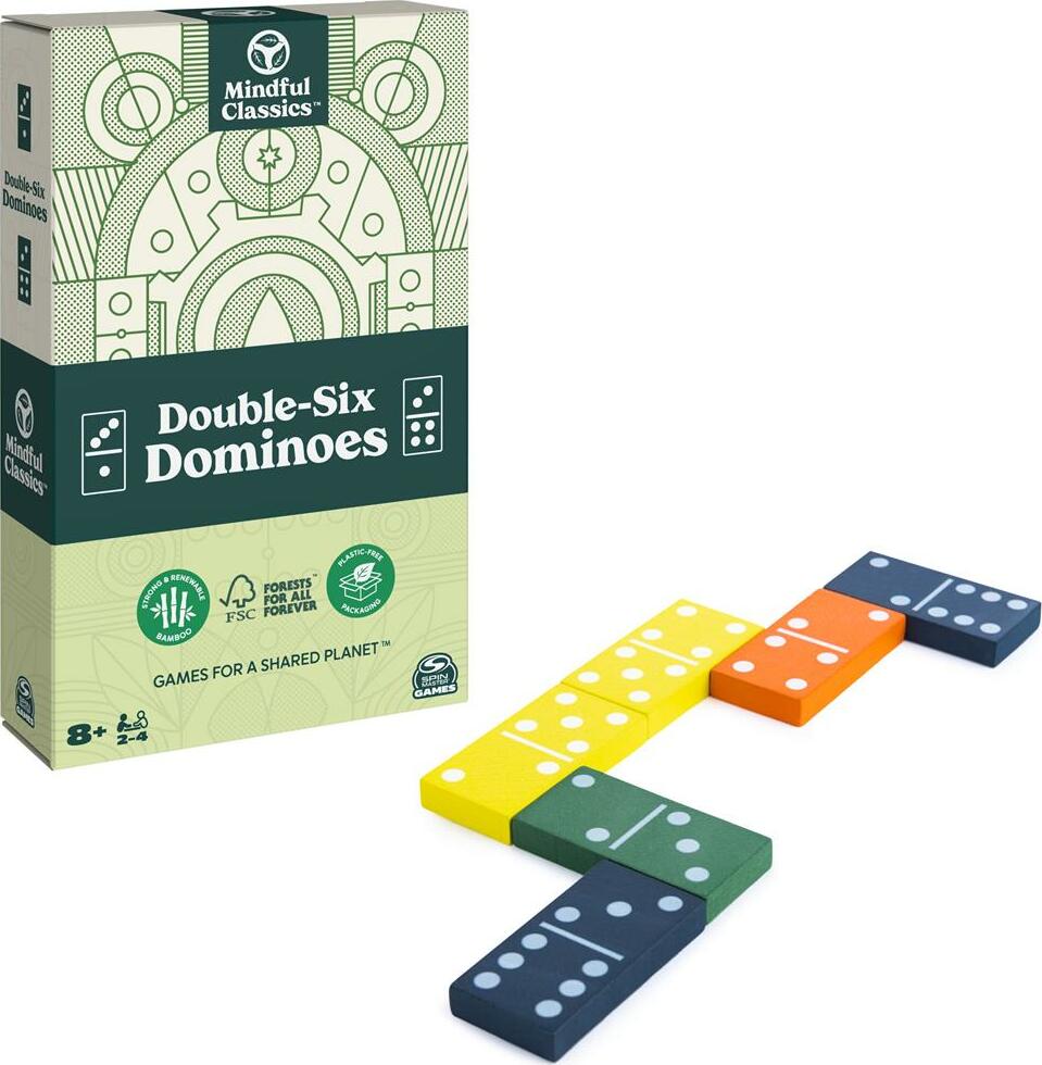 Mindful Classics - Double-Six Wood Dominoes Set