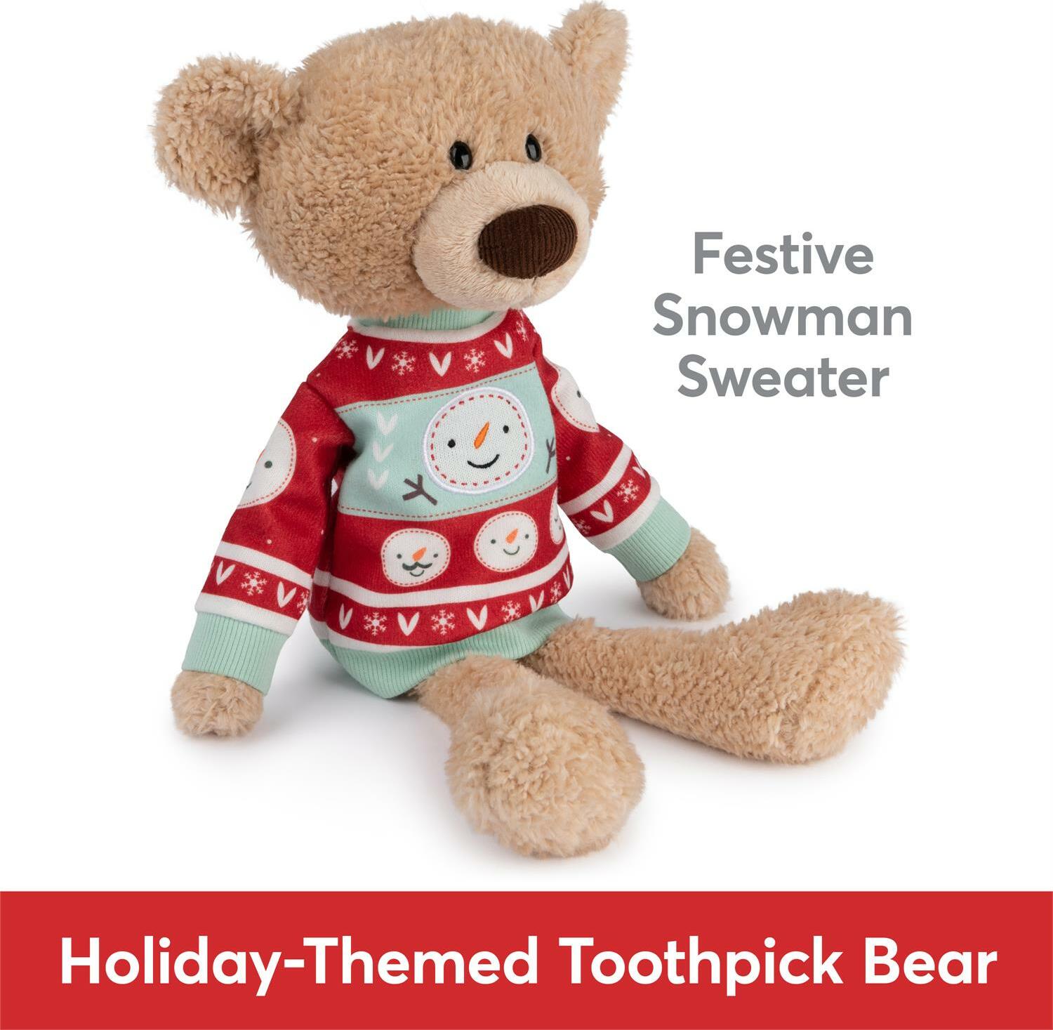 Sleigh Toothpick Bear with Holiday Sweater - 15 in