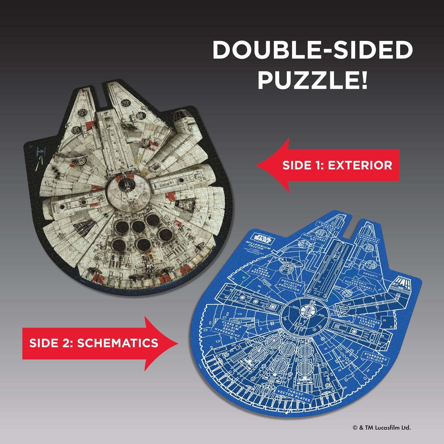 Star Wars Double-Sided Millennium Falcon Jigsaw Puzzle & Trivia