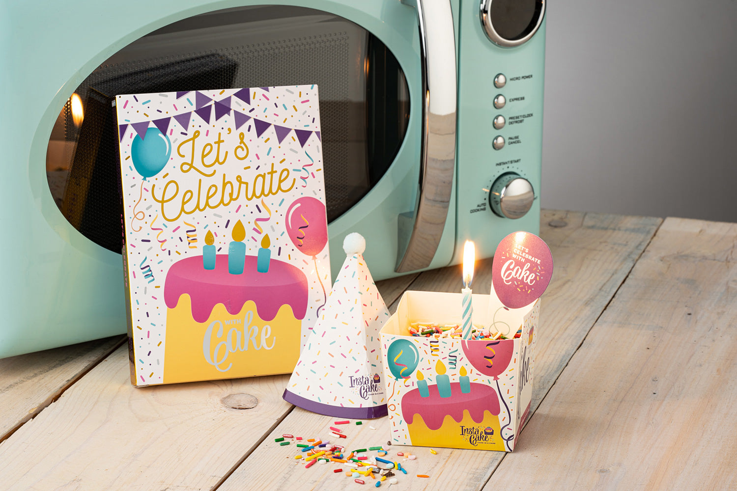 Let's Celebrate Cake Card - Gold Vanilla Confetti