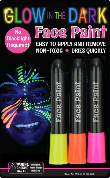Glow In The Dark Face Paint Stix  3 Pack