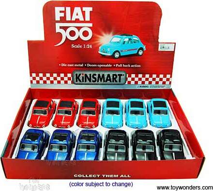 Fiat 500 Hardtop w/ Opened and Closed Sunroofs (1/24 scale diecast model car) (assorted colors)