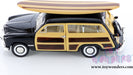 Ford Woody Wagon with Surfboard Hardtop (1949, 1/40 scale diecast model car) (assorted colors)