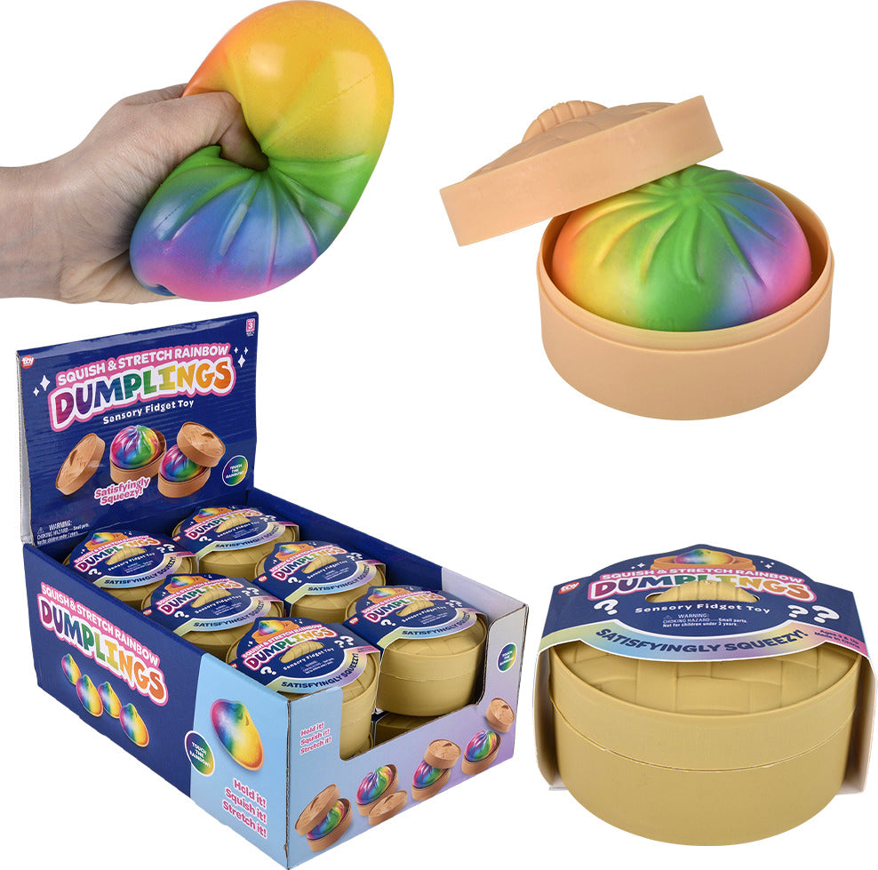 3.25" Squish and Stretch Rainbow Surprise Dumplings (sold individually)