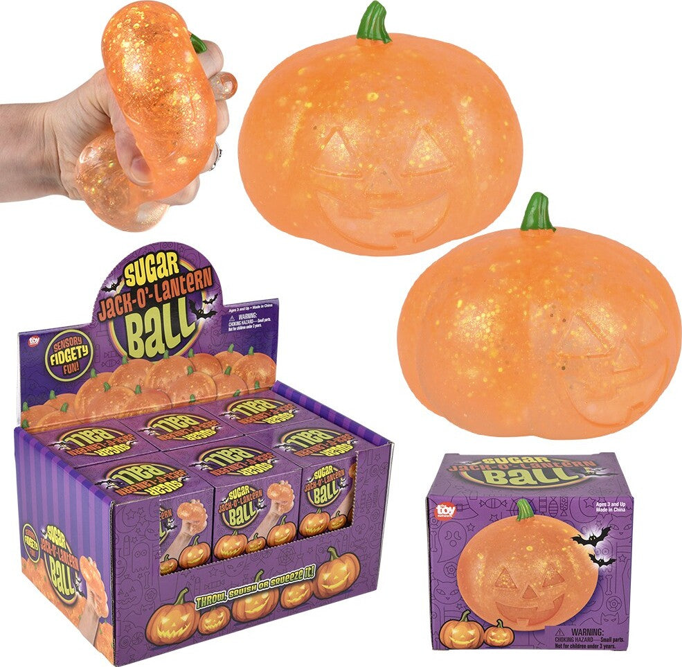 3" Jack O Lantern Squeezy Sugar Ball (assorted)