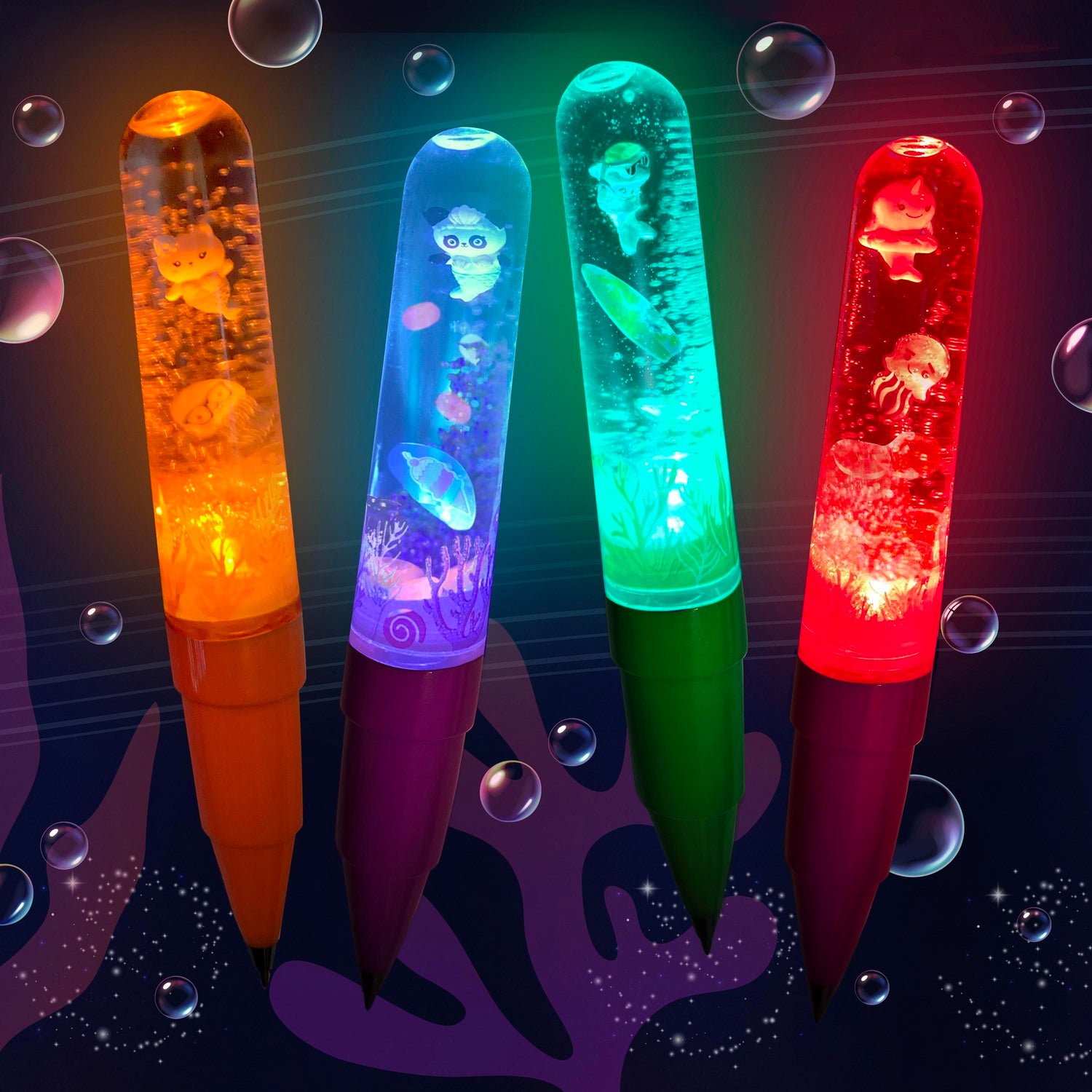 Swirly Worlds Pdq Assortment Diy Light-up Glitter Wand Pen Collectibles