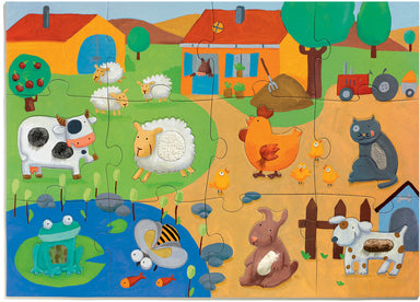 Giant Floor Puzzles Tactile Farm - 12pcs 