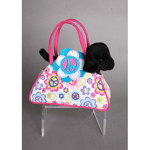 Peace Flower Tote With Black Lab