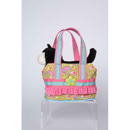 In the Pink Paisley Tote With Black Cat