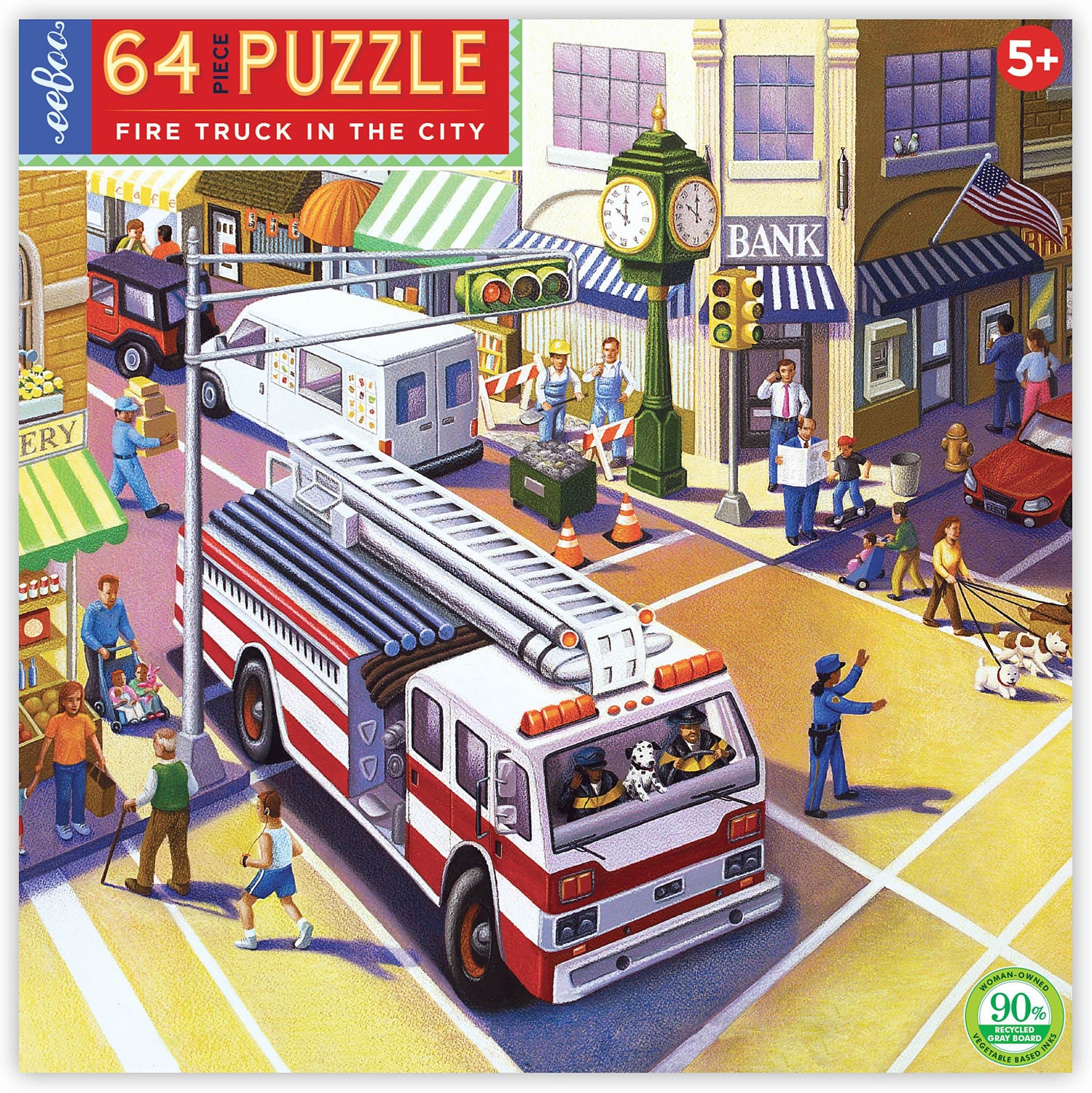 Fire Truck In The City 64 Piece Puzzle