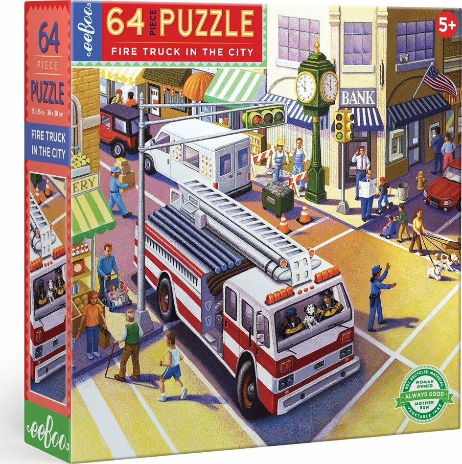 Fire Truck In The City 64 Piece Puzzle