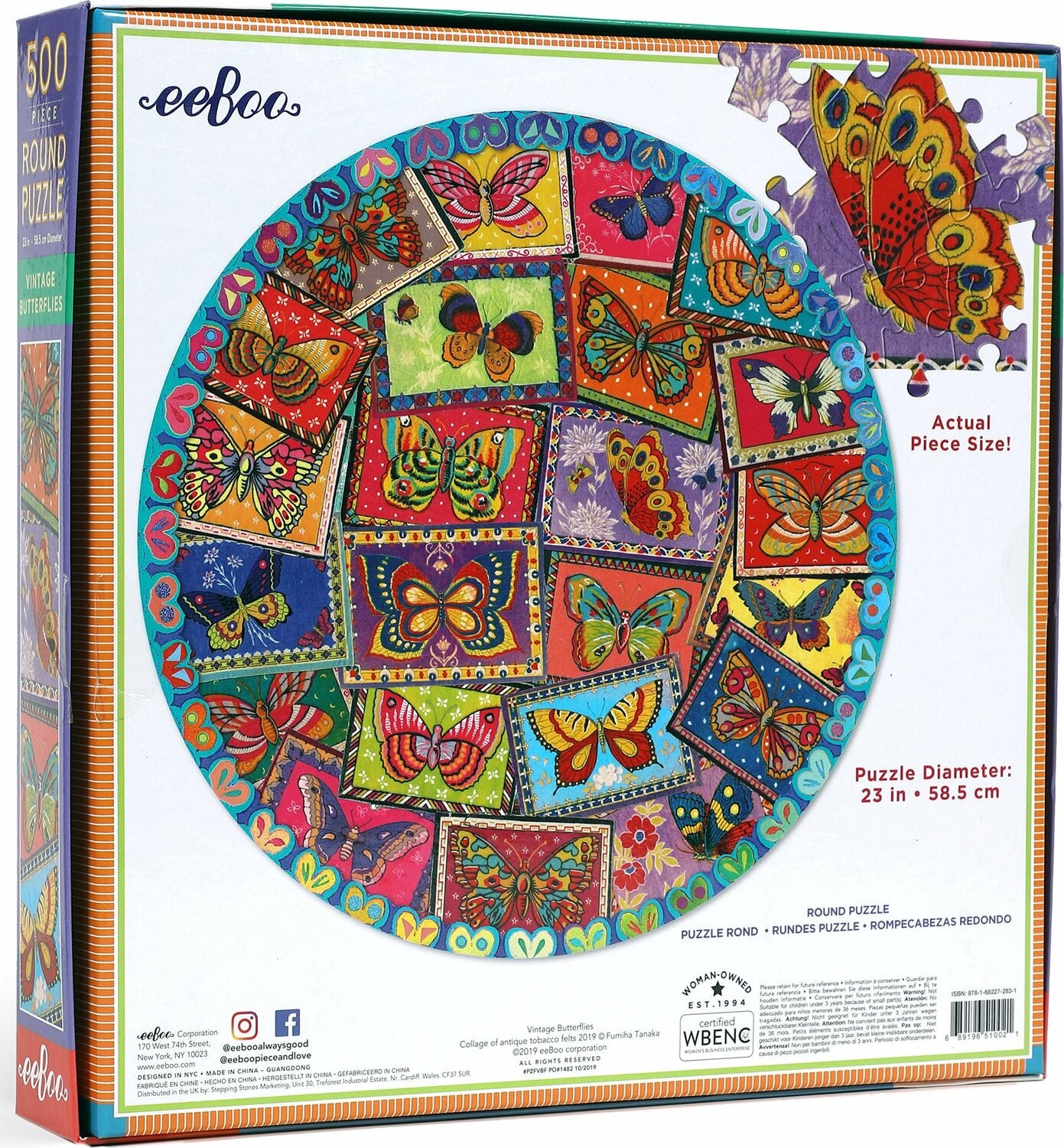 Vintage Butterflies 500 Piece Round Puzzle