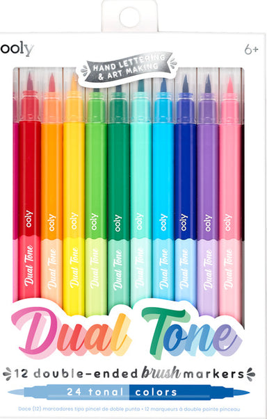 Dual Tone Double Ended Brush Marker/24 Colors