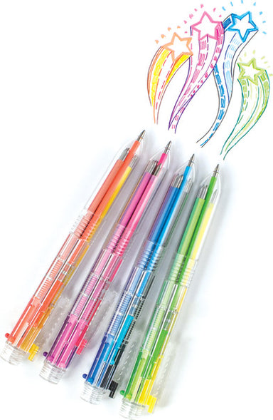 6 Click Multi Color Gel Pens  Set Of 4