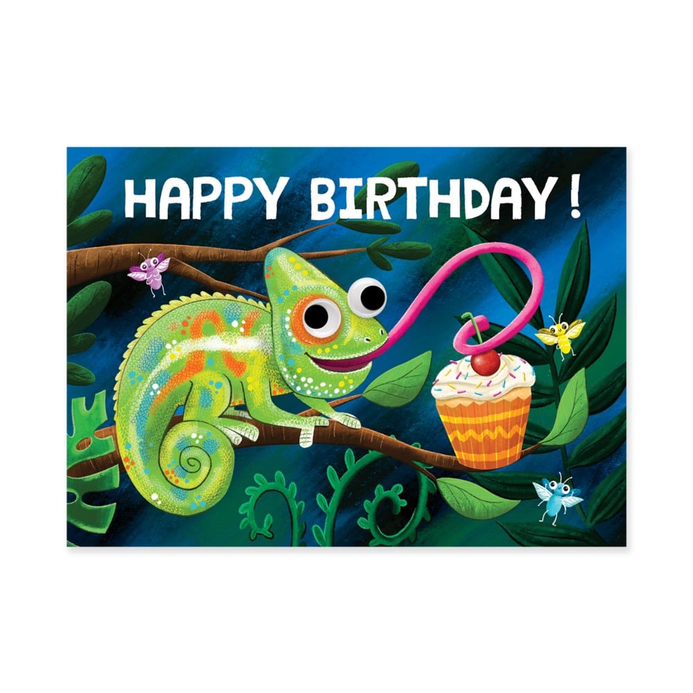 Chameleon Googly Eyes Birthday Card