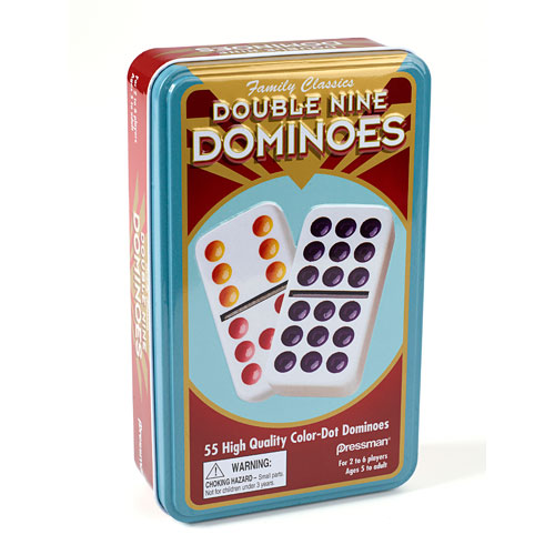 Double Nine Color DOT Dominoes In TIN