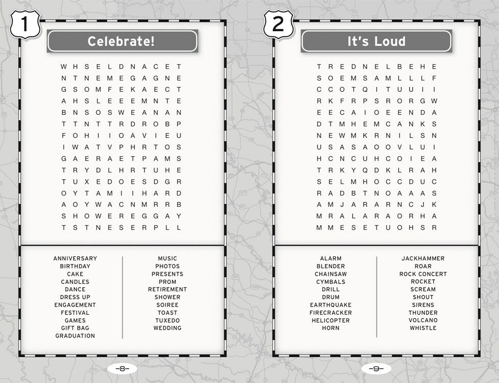 Word Search Puzzles for a Road Trip