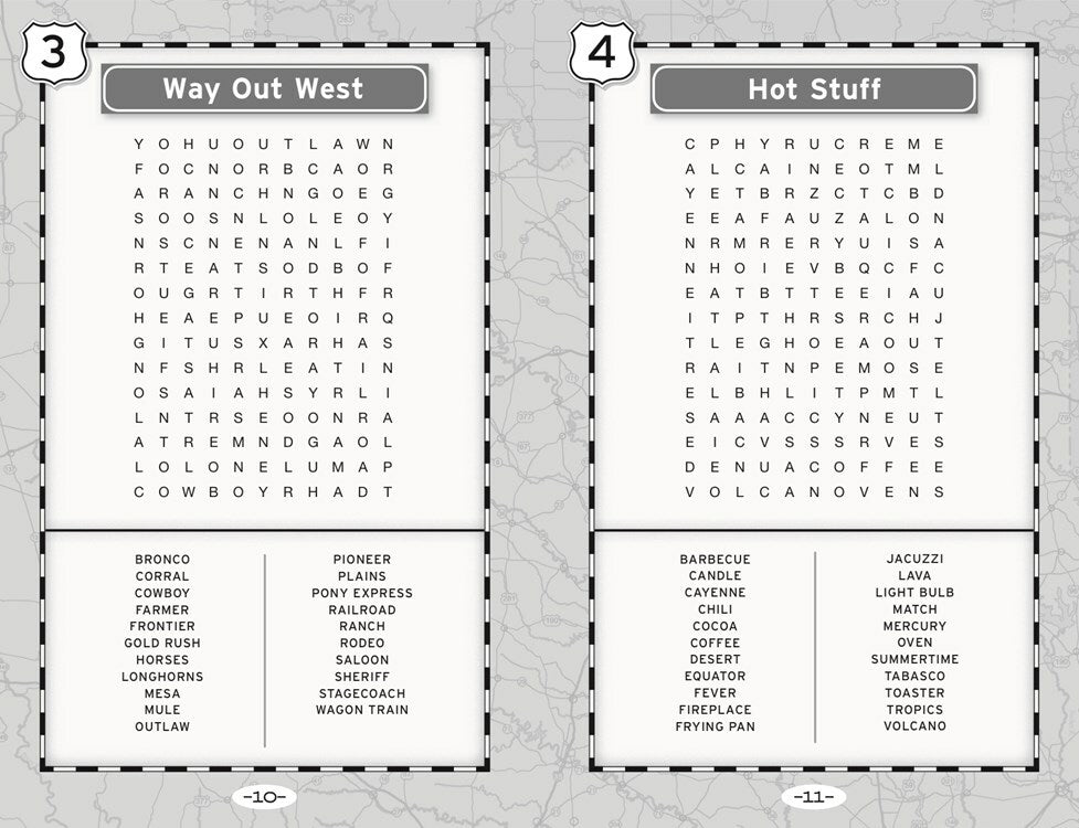 Word Search Puzzles for a Road Trip