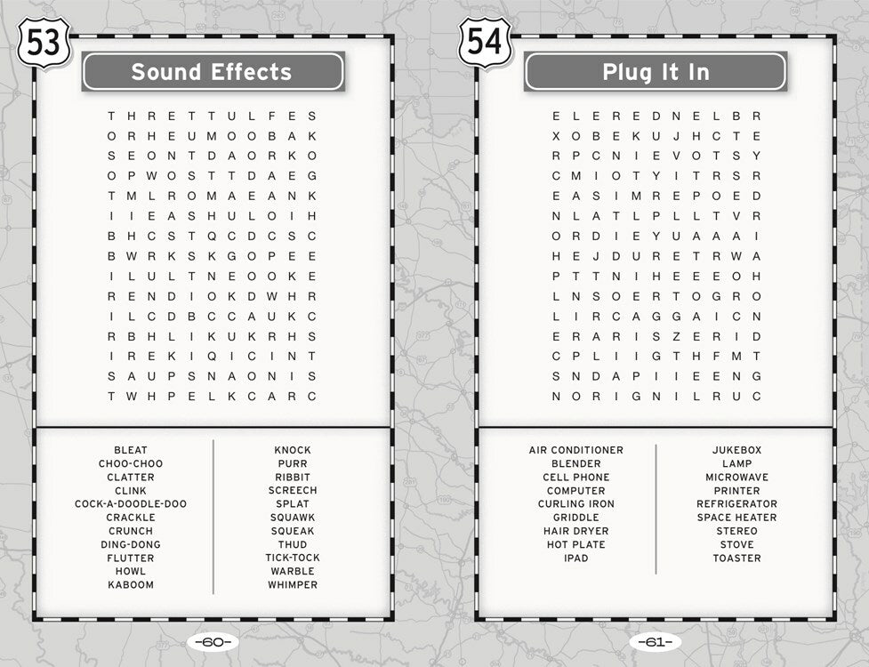 Word Search Puzzles for a Road Trip
