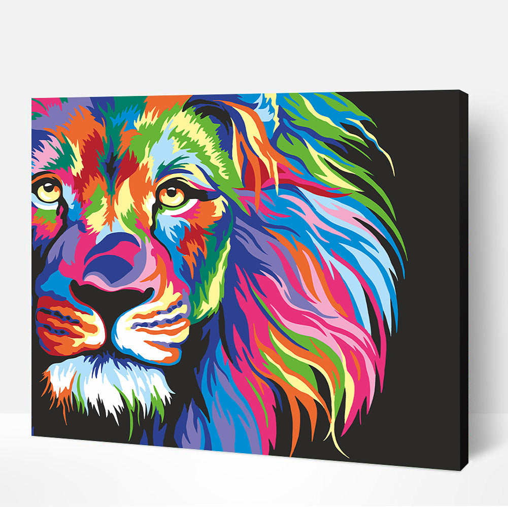 neon lion paint by numbers