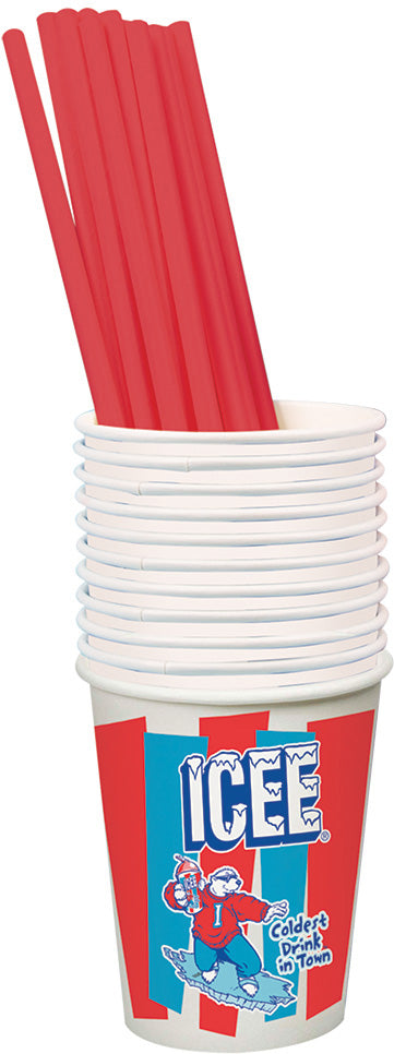 ICEE 20 Paper Cups and Straws