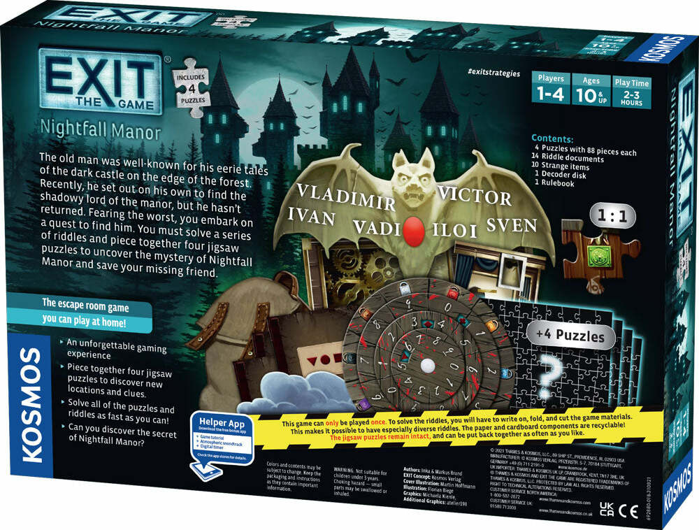 EXIT: Nightfall Manor (Includes 4 Puzzles)