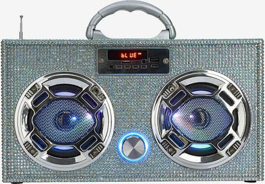 Bluetooth FM Radio W LED Speakers Iridescent Bling Boombox