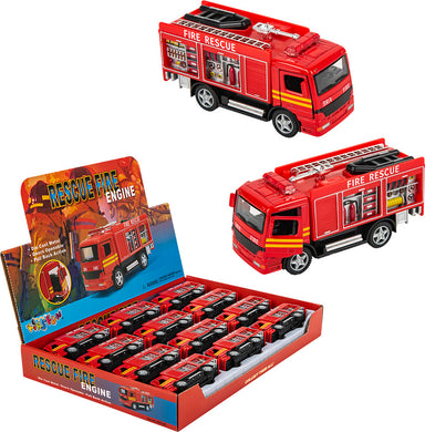 5" Die-cast Pull Back Fire Engine Rescue 12/ Display