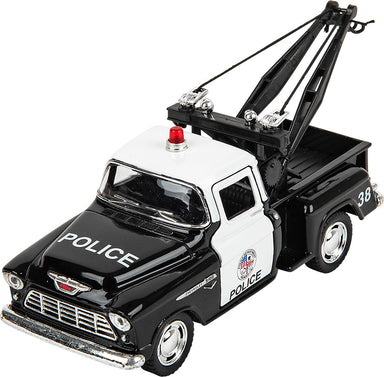 5" Diecast Pull Back 1955 Chevy Stepside Police Tow Truck